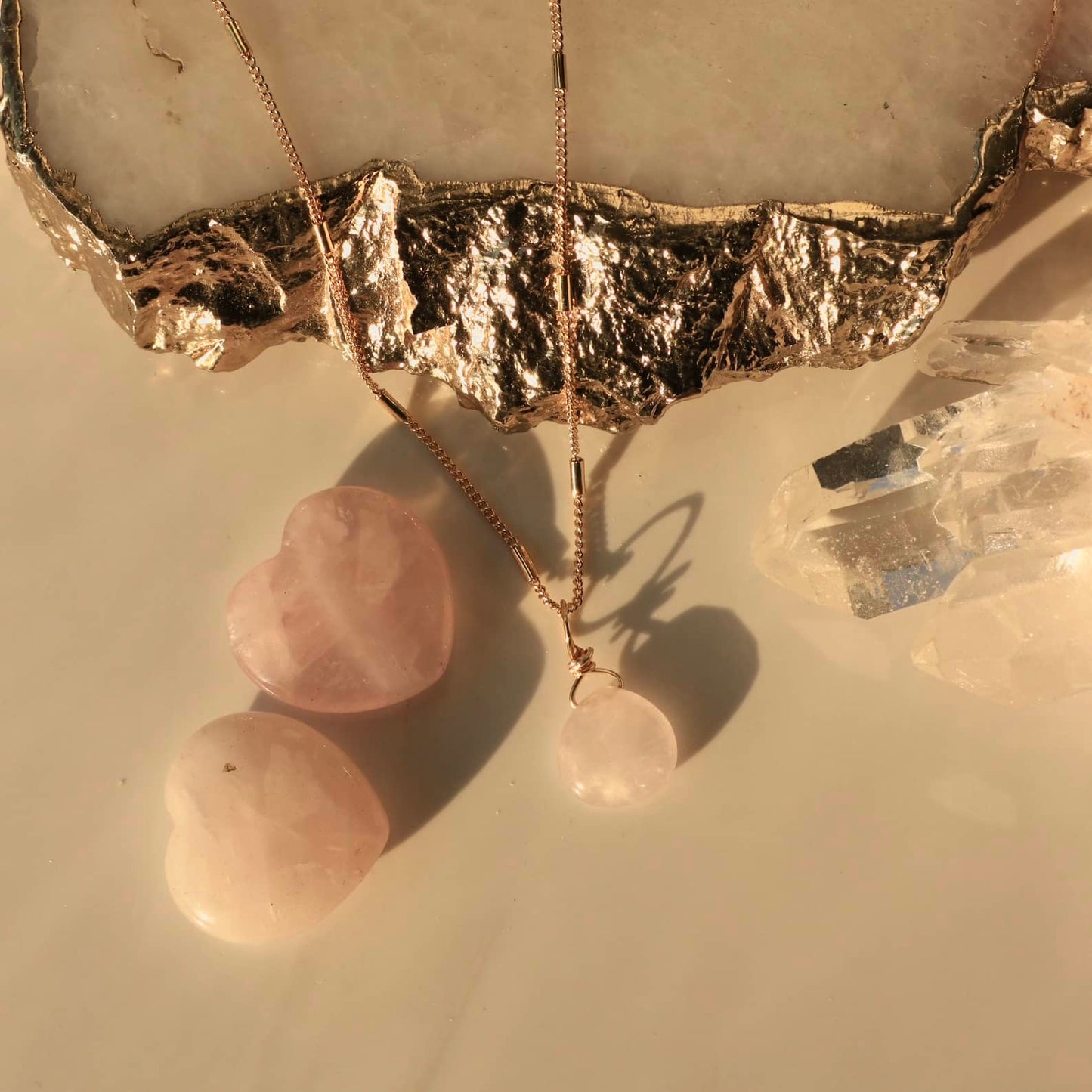 Rose Quartz Teardrop Necklace