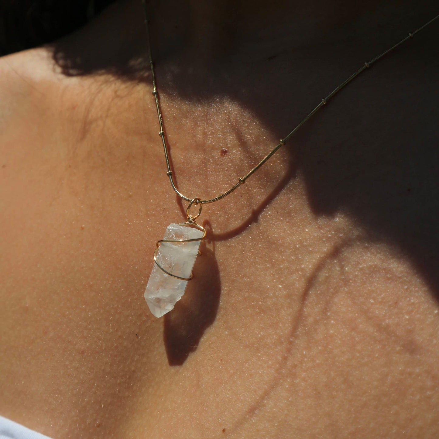 Clear Quartz Hand Wrapped Necklace