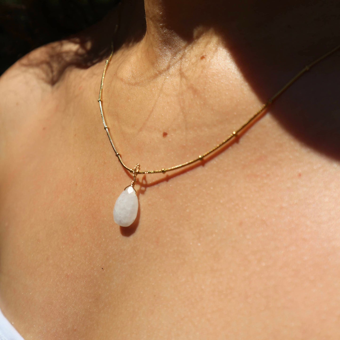Divine Feminine Moonstone Teardrop Necklace
