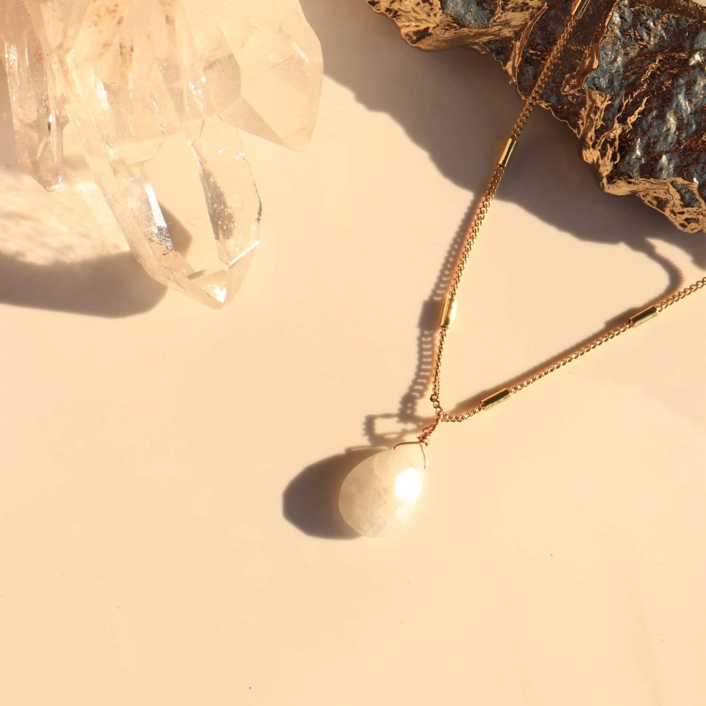 Divine Feminine Moonstone Teardrop Necklace