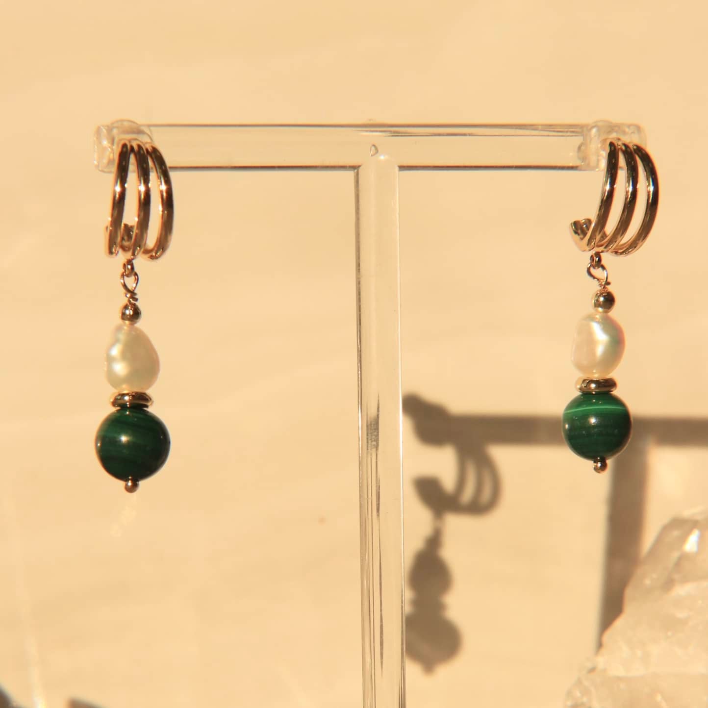 Malachite and Pearl Earrings