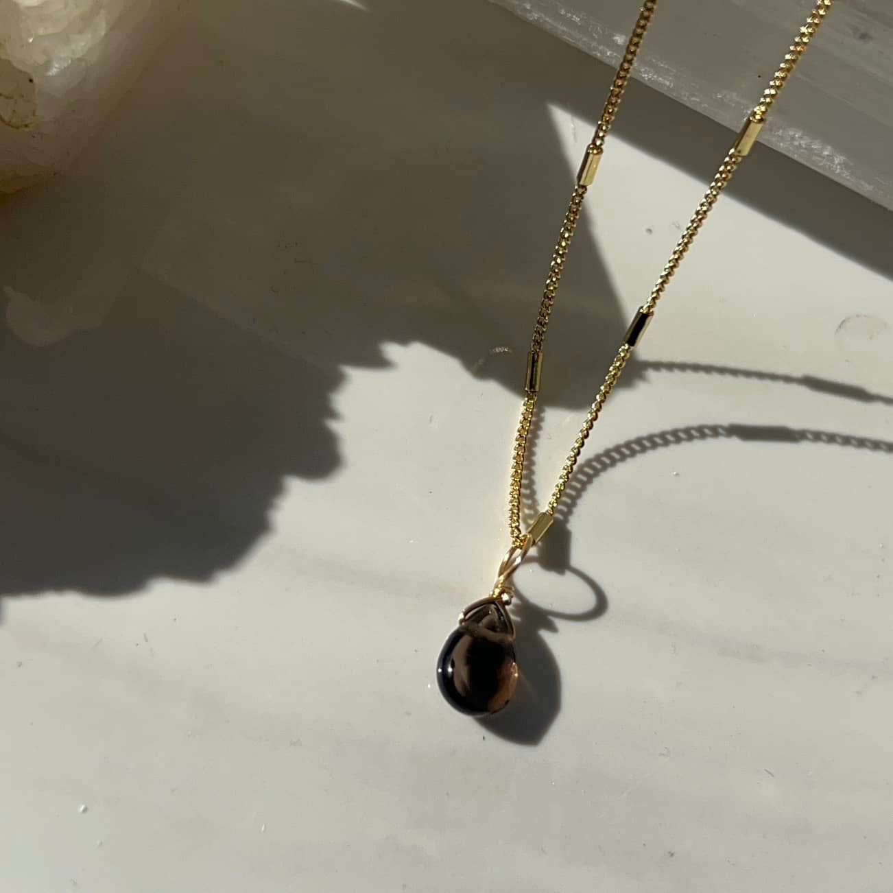 Smoky Quartz Teardrop Necklace