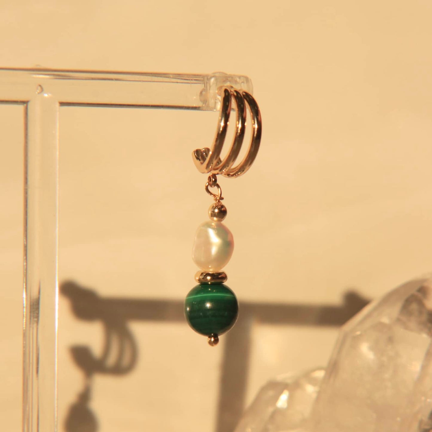 Malachite and Pearl Earrings