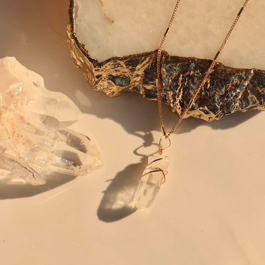Clear Quartz Hand Wrapped Necklace