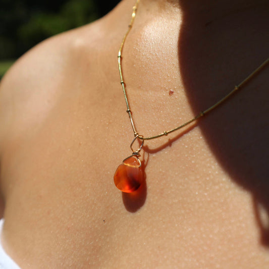 Carnelian Teardrop Necklace