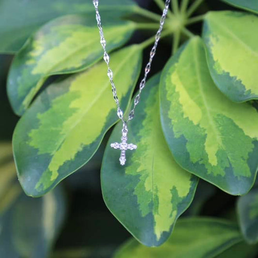Micro Cross Necklace in Silver