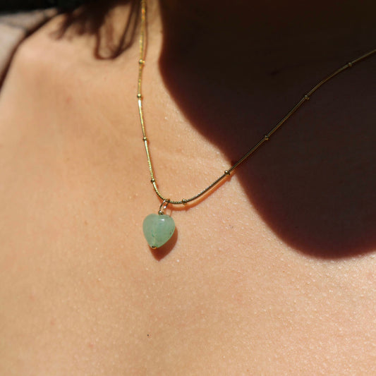 Lucky Girl Aventurine Heart Necklace