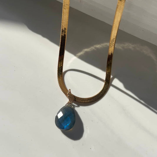 Flashy Blue Handwrapped Labradorite Necklace