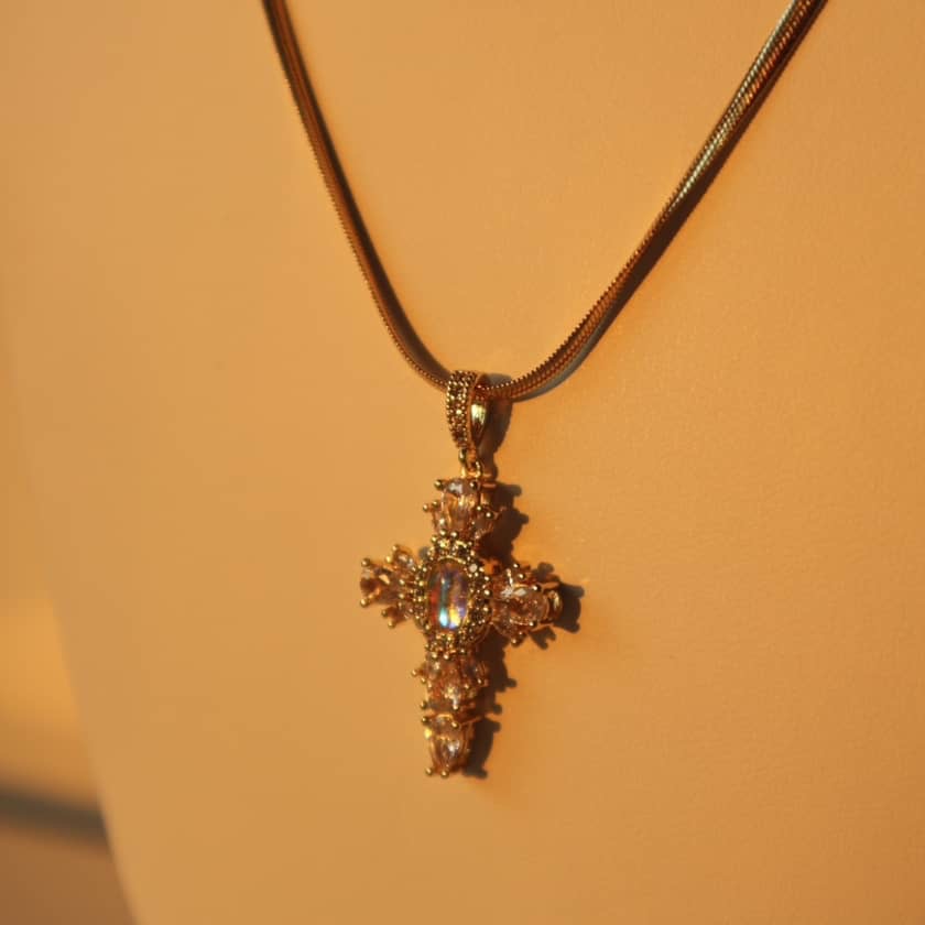 Opalite Divinity Cross Necklace