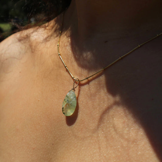 Prehnite Teardrop Necklace