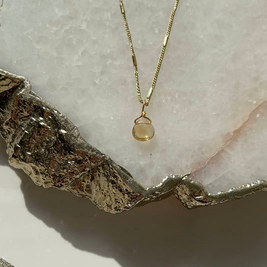 Micro Citrine Teardrop Necklace