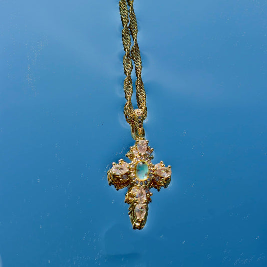 Opalite Divinity Cross Necklace