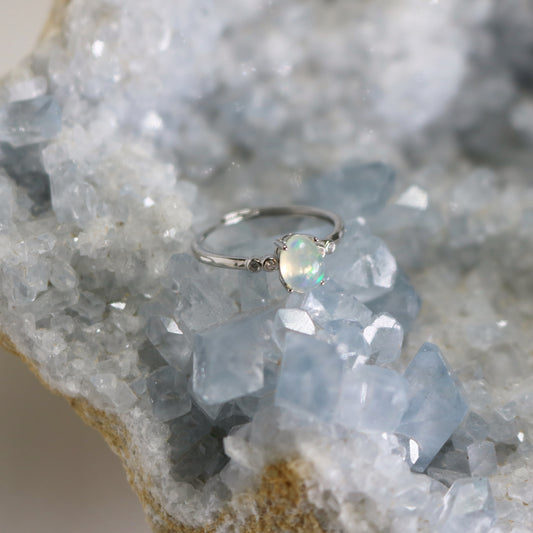 Opal Love Ring in Silver